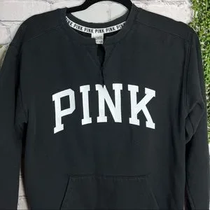 Sweatshirt Col V PINK Victoria's Secret - Taille XS - Rose, Blanc, Noir - État Excellent